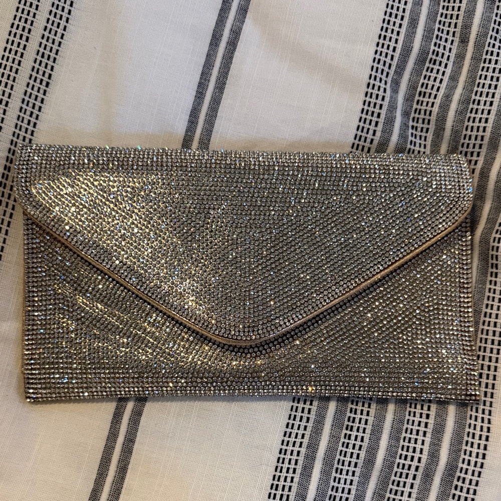 David's Bridal Sparkling Silver Clutch